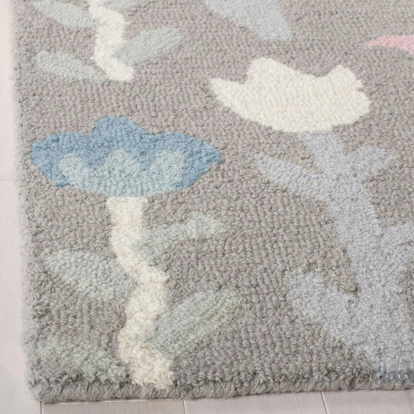 Kids Flora Rug, Grey