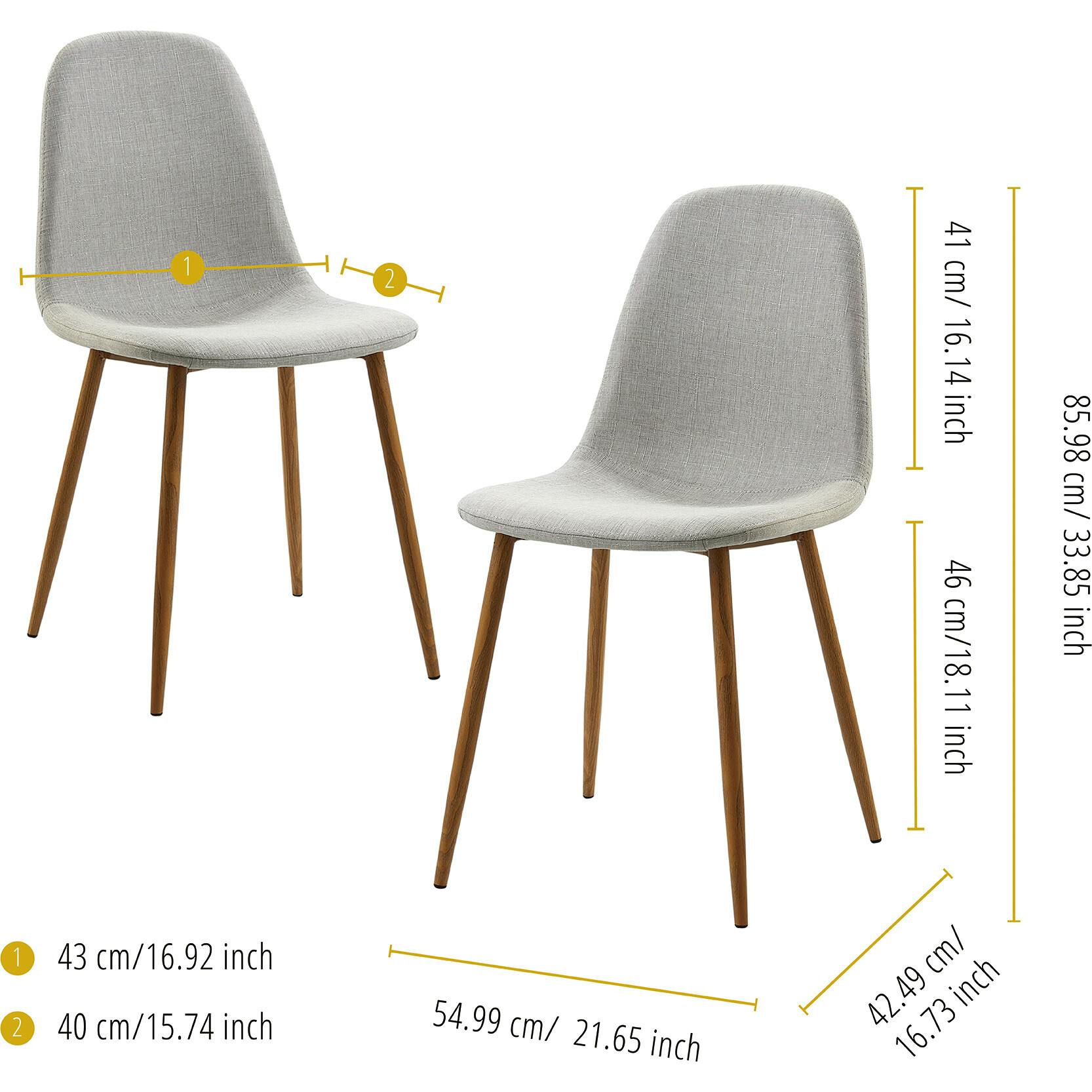 Minimalista Fabric Dining Chair with Wood Grain Metal Legs