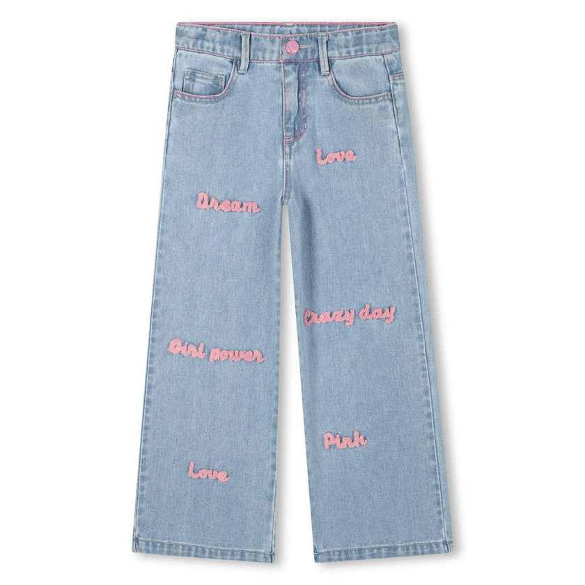Embroidered denim pants