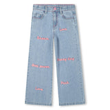 Embroidered denim pants