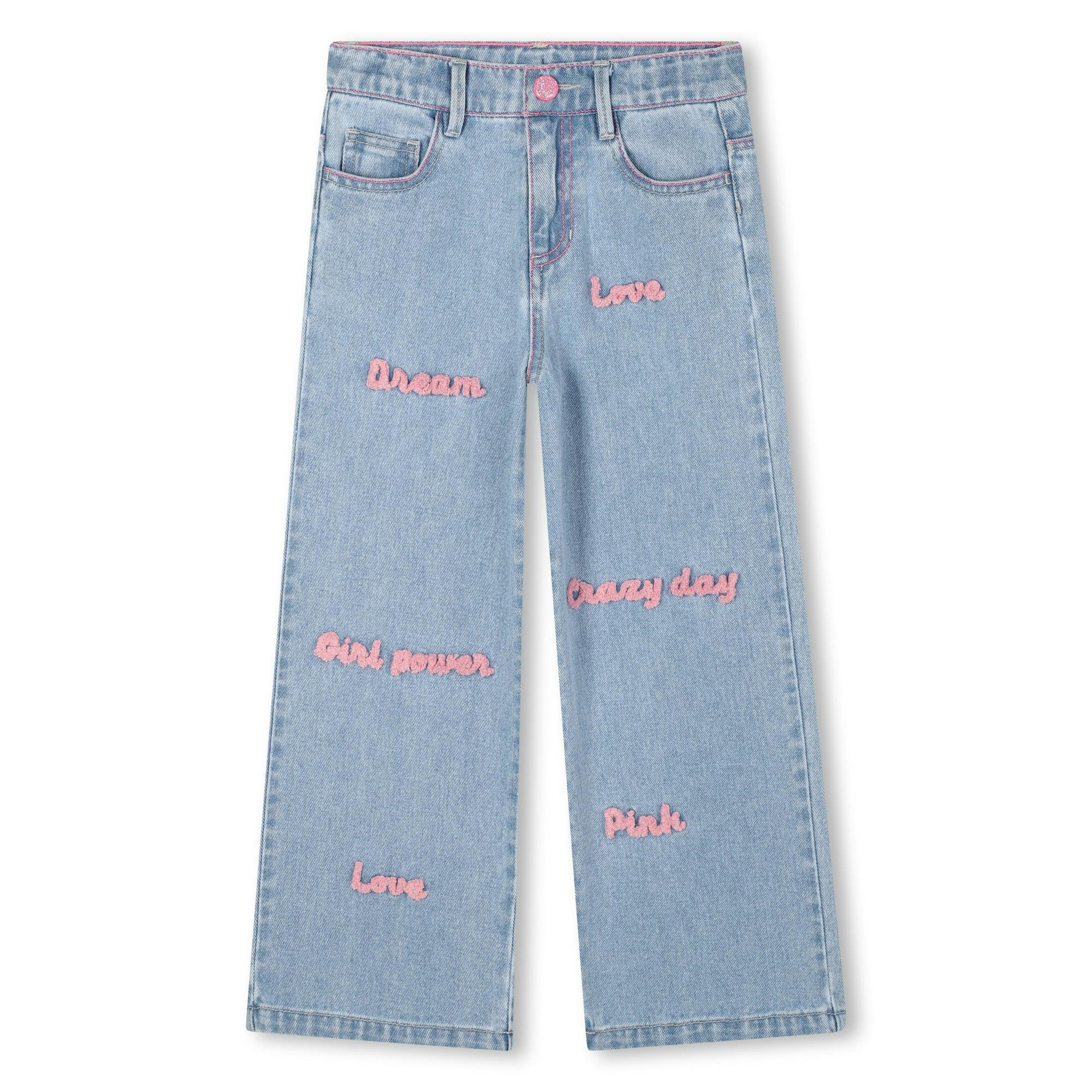 Embroidered denim pants