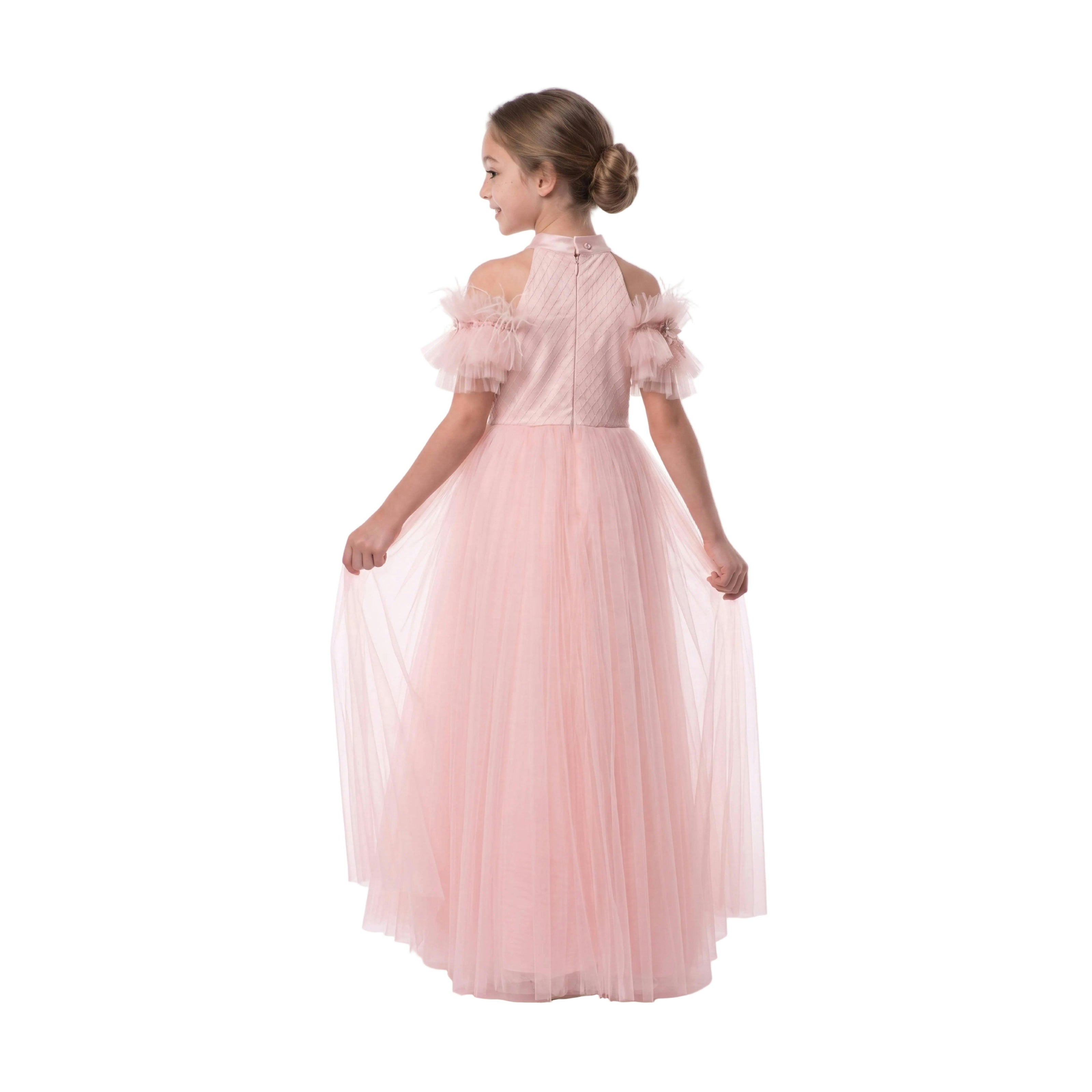 Pink Freya Lace Embellished Tulle Gown