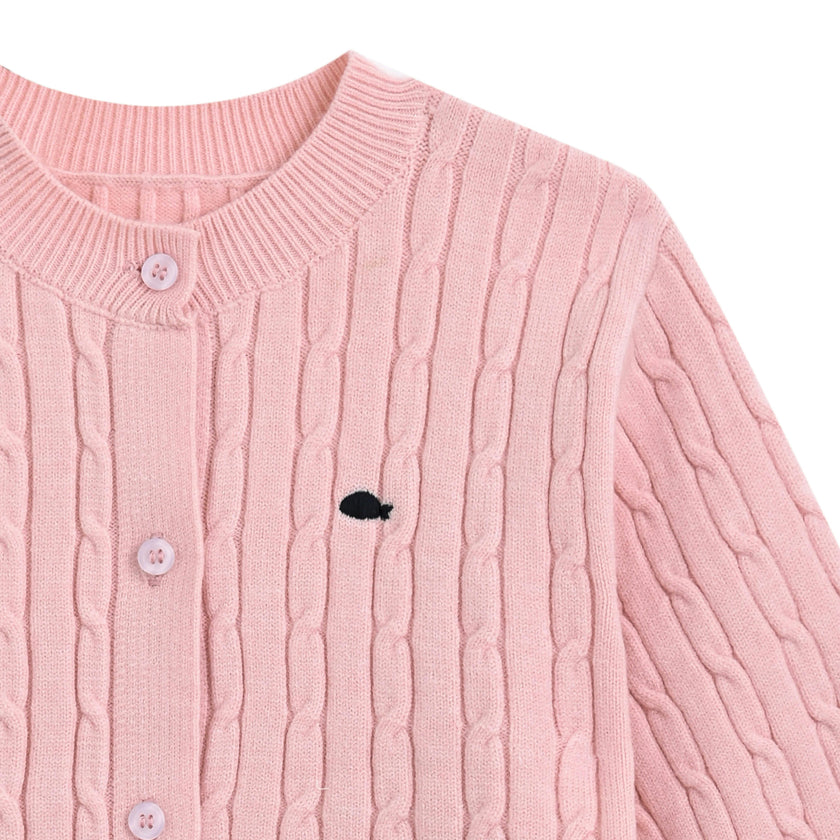 Pink Cable Knit Cardigan