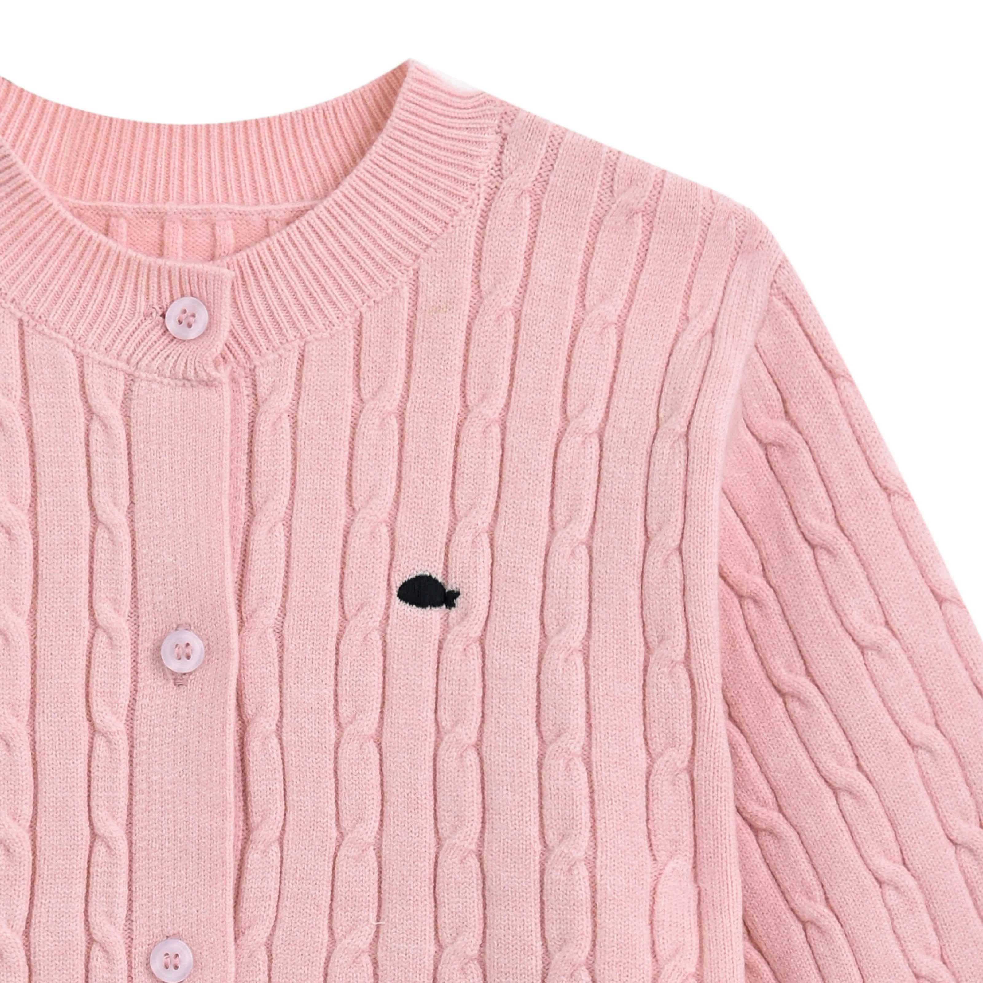 Pink Cable Knit Cardigan