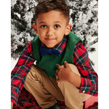 Kids 4-Piece Sweater Vest Set | Holiday Plaid