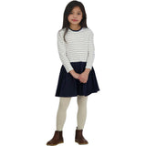 Girls Francesca Mini Striped Bateau Neck Dropwaist Dress, Navy