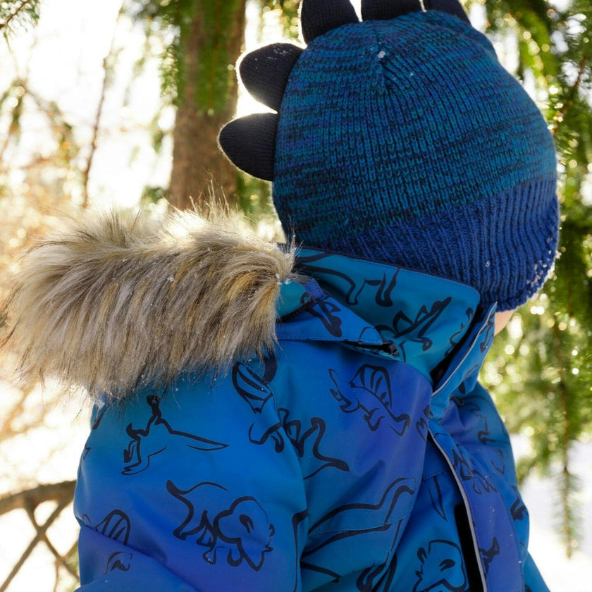 Lined Dino Peruvian Knit Winter Hat with Pompom