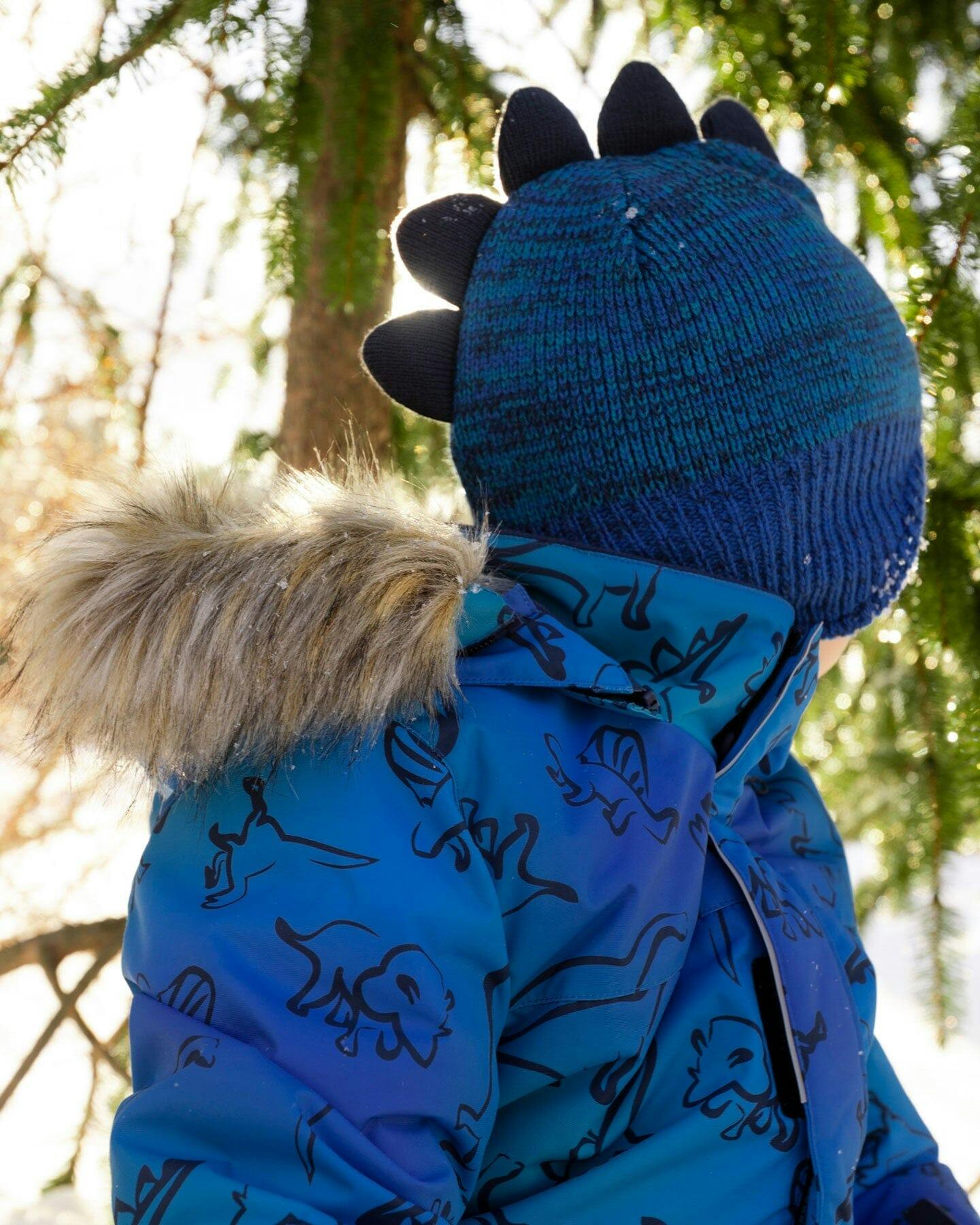Lined Dino Peruvian Knit Winter Hat with Pompom