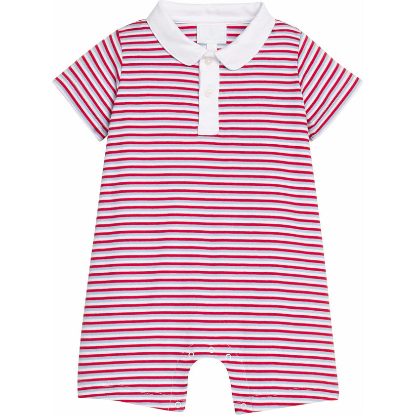 Peter Pan Polo Romper - Americana Stripe