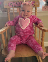 Baby Tie Dye Heart Set - Fuchsia