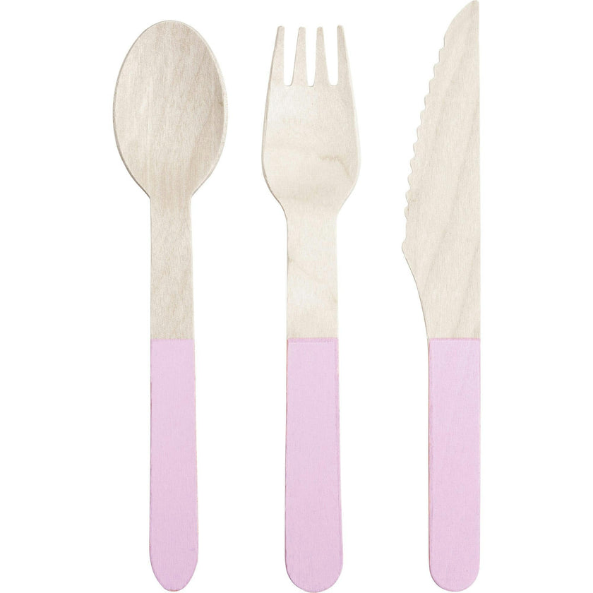 Pink Wooden Cutlery Set