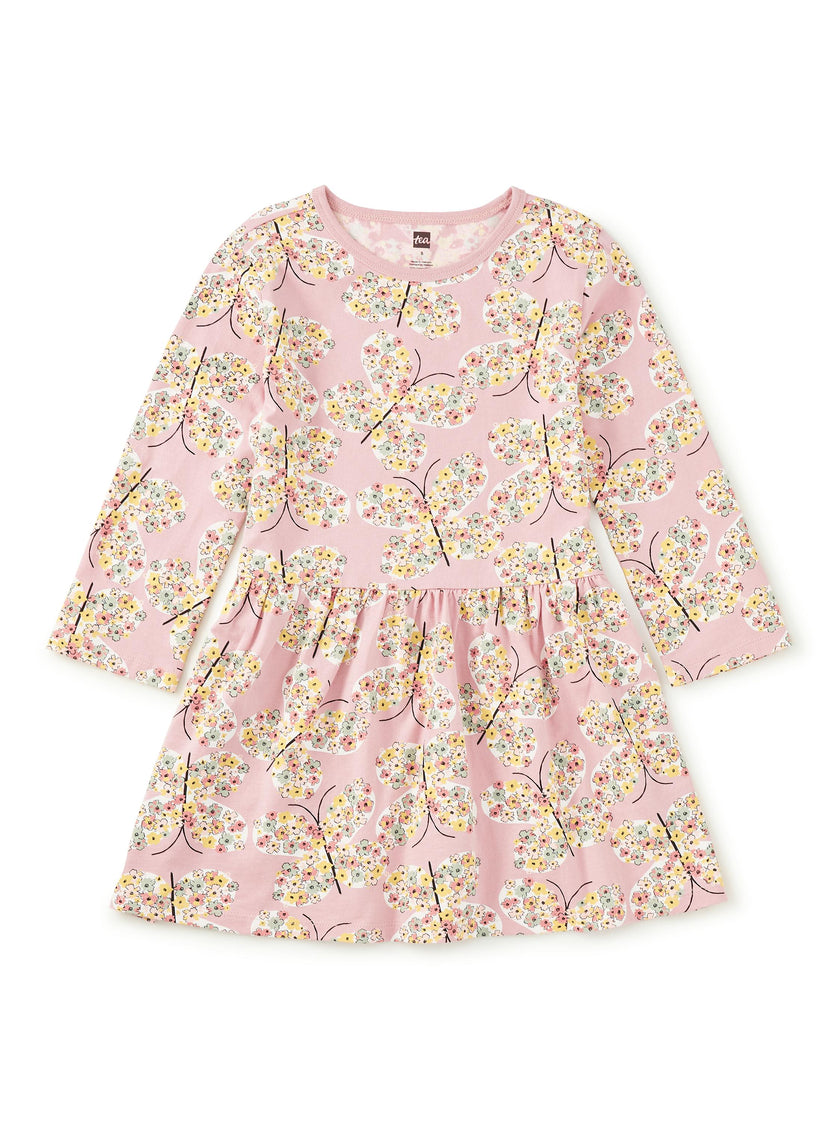 Long Sleeve Skirted Dress, Tea Rose Butterfly