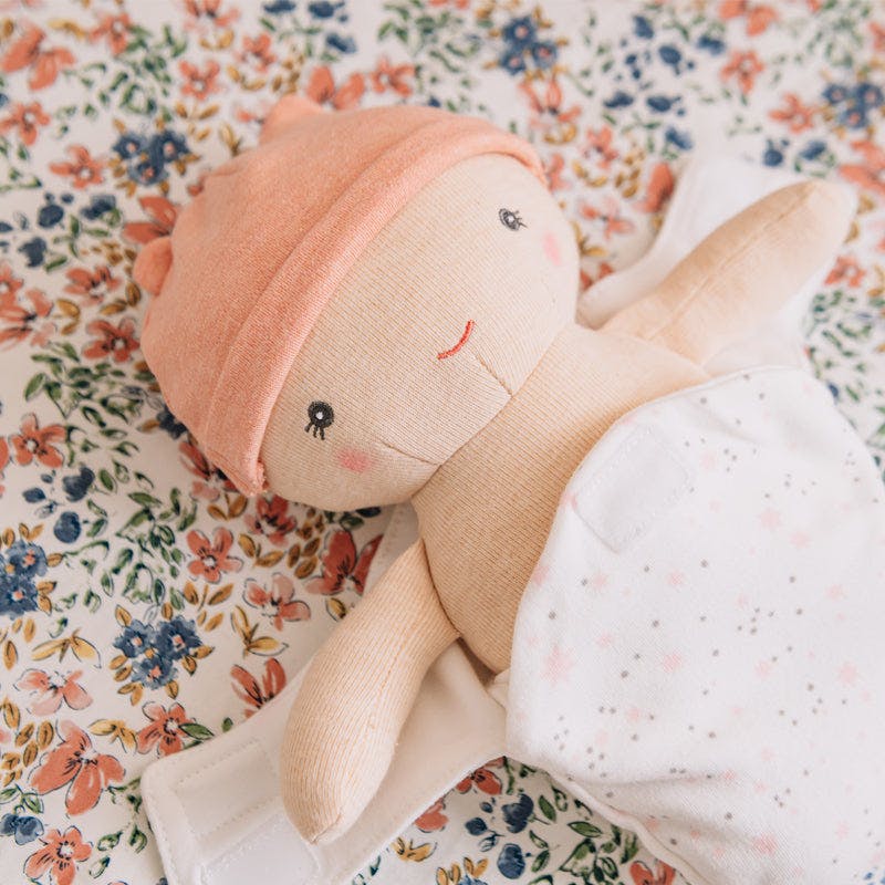 Dots and Rainbows Doll Carrier with Cookie