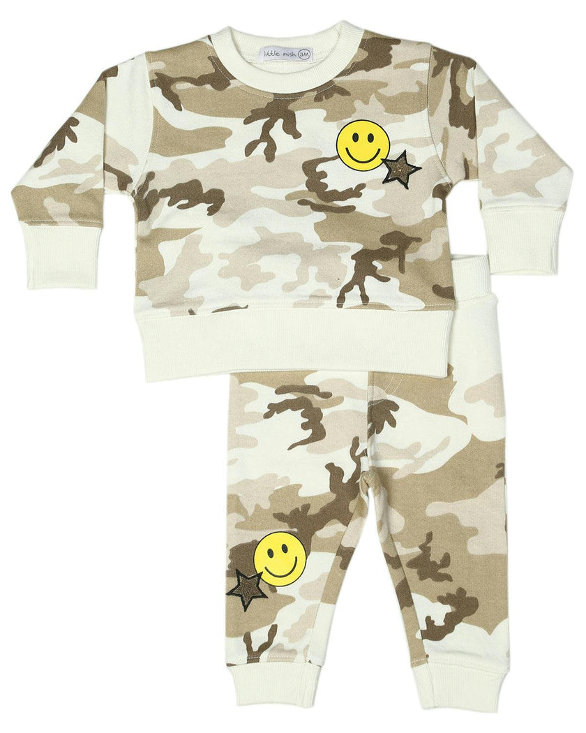 Baby Camo Smiley Patches Set - Sand