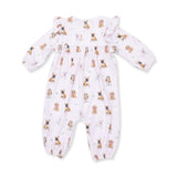 Bestie Dogs Pink - Ruffle Sleeve Snap Romper
