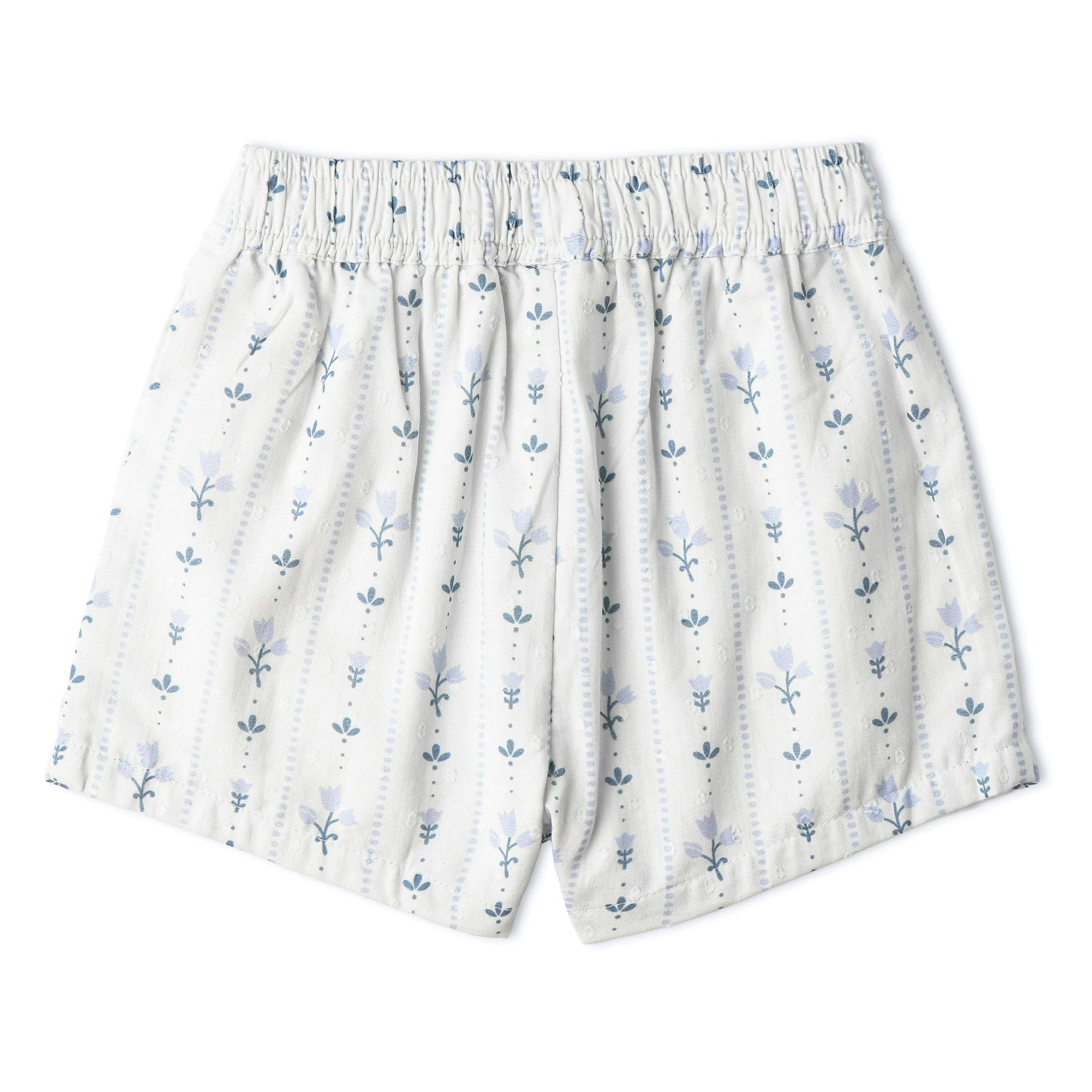 Organic Smocked Top & Shorts Set - Blue Vines