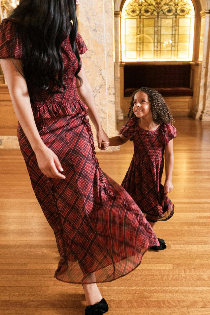 Mini Annalise Dress in Garnet Tinsel Plaid