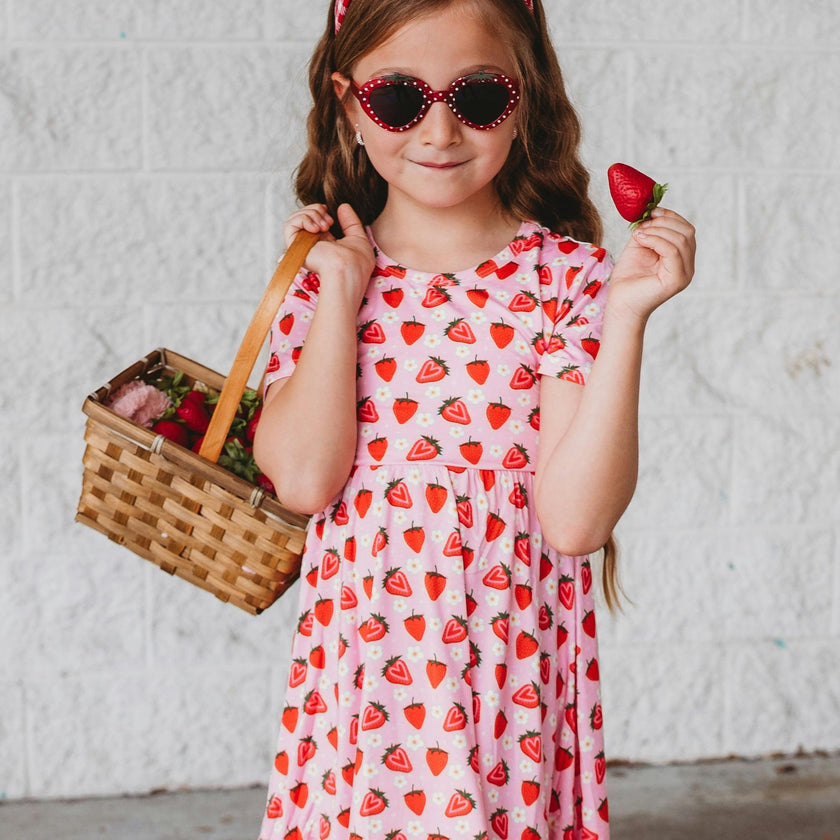Strawberry Fields Twirl Dress, Pink