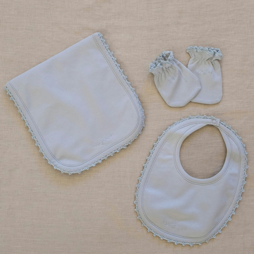 Bib/Mittens/Burp Cloth Set