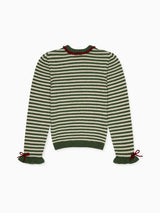 Olive Green Stripe Matilde Merino Girl Jumper