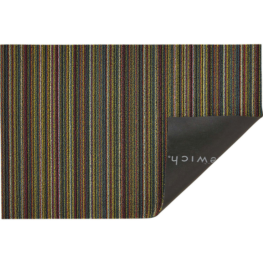 Skinny Stripe Shag Floor Mat, Bright Multi