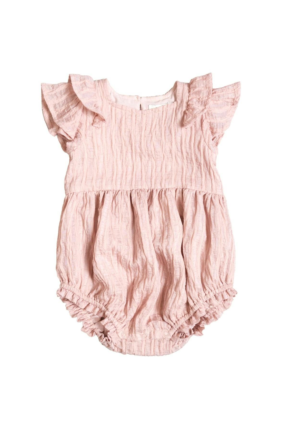 Baby Hattie Romper in Pink Stripes