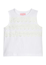 Sleeveless Tank - White Eyelet Stripe