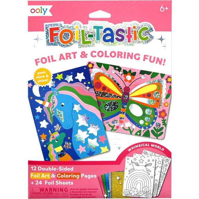 Foil-tastic Foil Art & Coloring Set - Whimsical World - 12 Pages 24 Foil Sheets