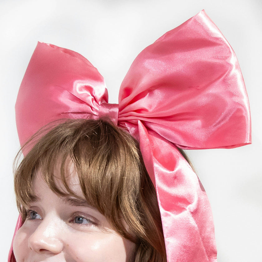 Packed Party Pink Jumbo Satin Bow Headband - Oversized Statement Bow Headband for Birthday Parties Bachelorettes Galentines and Everyday Glam, One Size