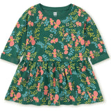 Original Print Boat Neck Long Sleeve Pocket Play Dress, Multi