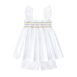 The Harper Set in Classic White with Rainbow Smocking