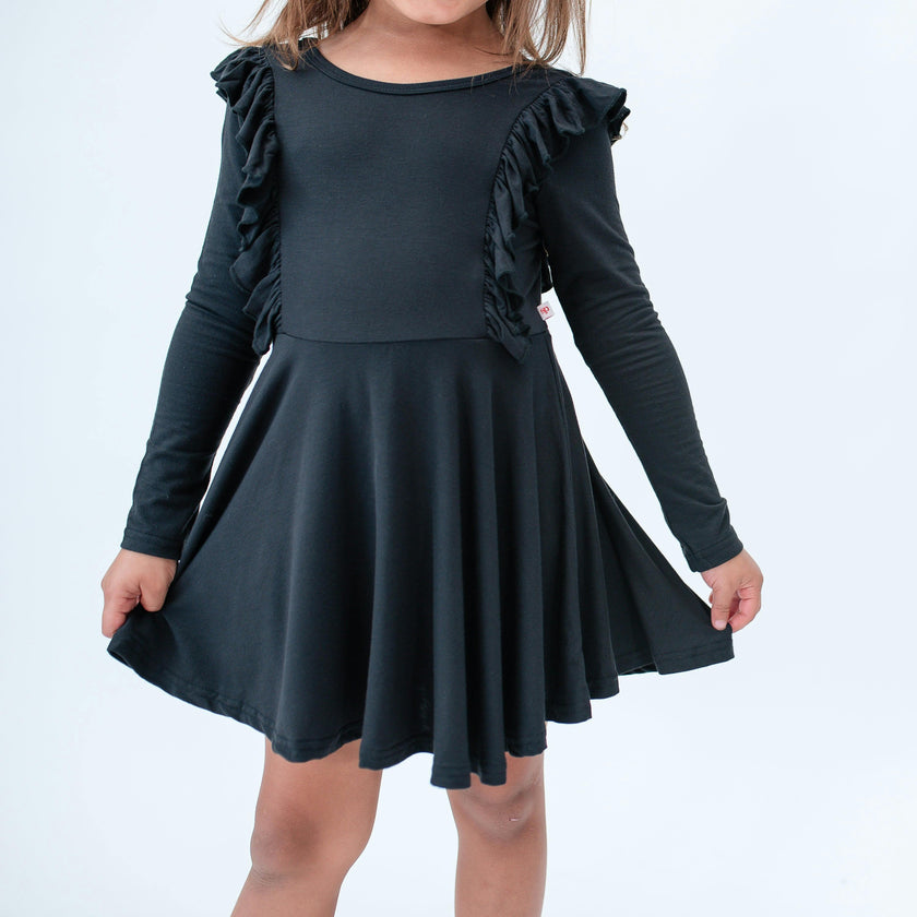 Long Sleeve Ruffle Twirl Dress