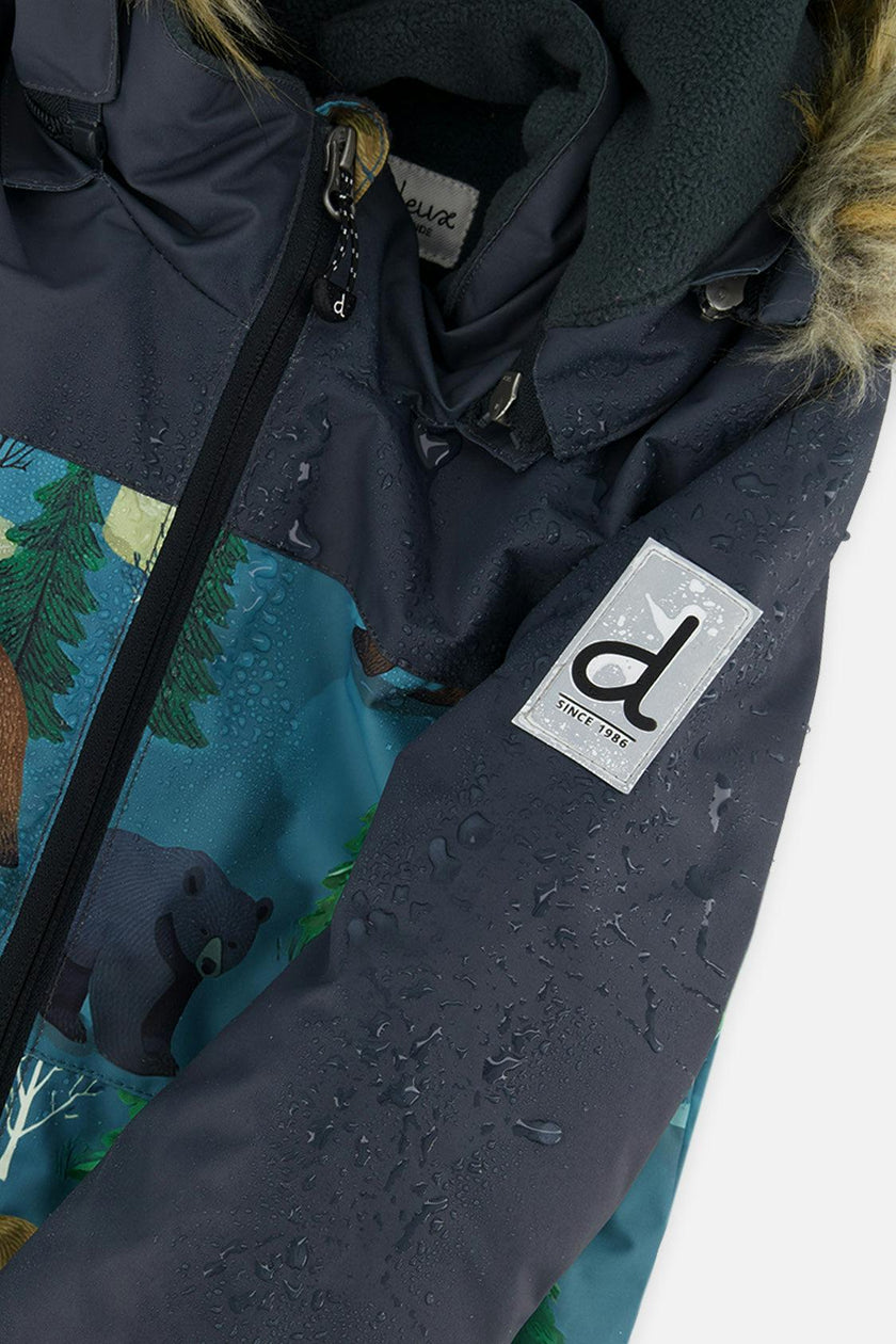 Kids One Piece Discover Snowsuit Blue Bear Print