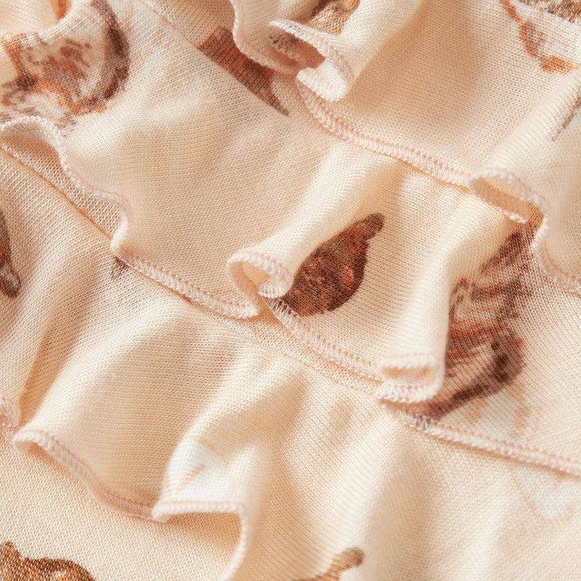 Seashells Bamboo Ruffle Zipper Footed Romper