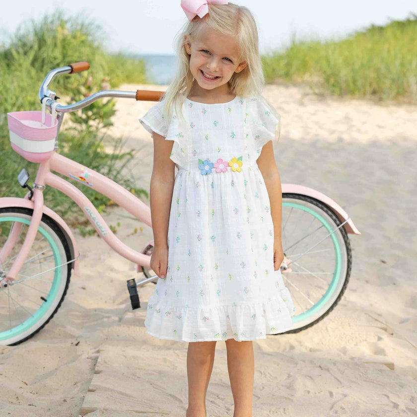 Textured Lawn Floral Printed Dress With Flowers