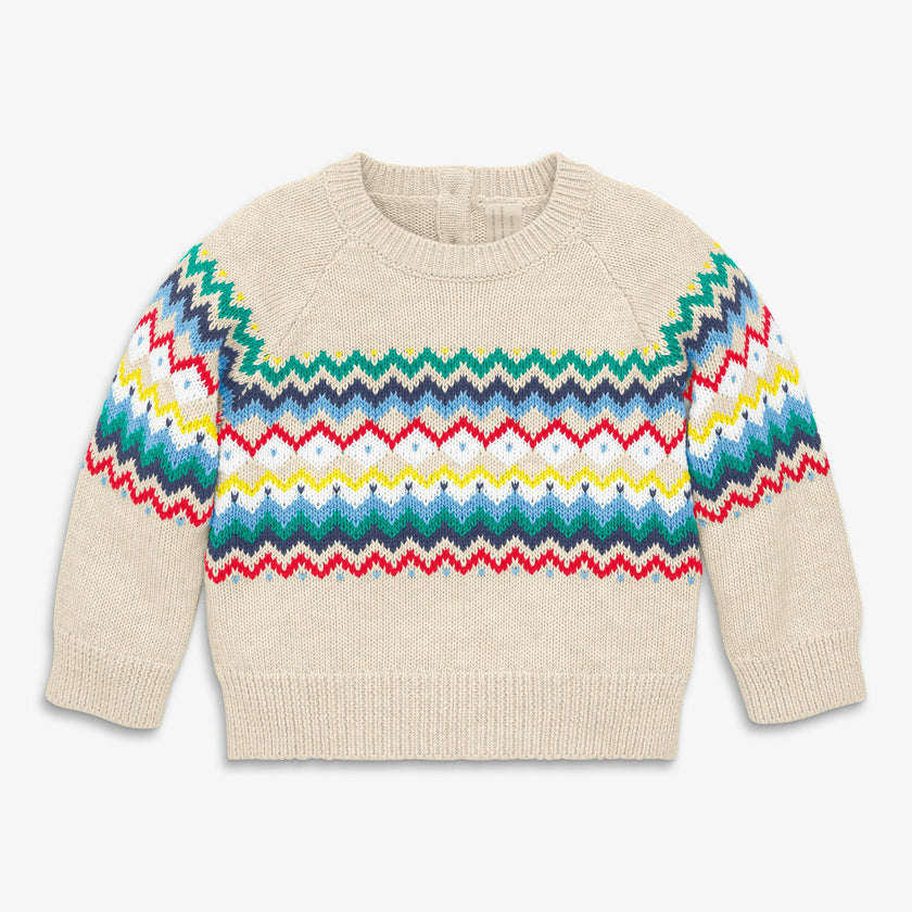 Baby sweater in rainbow fair isle
