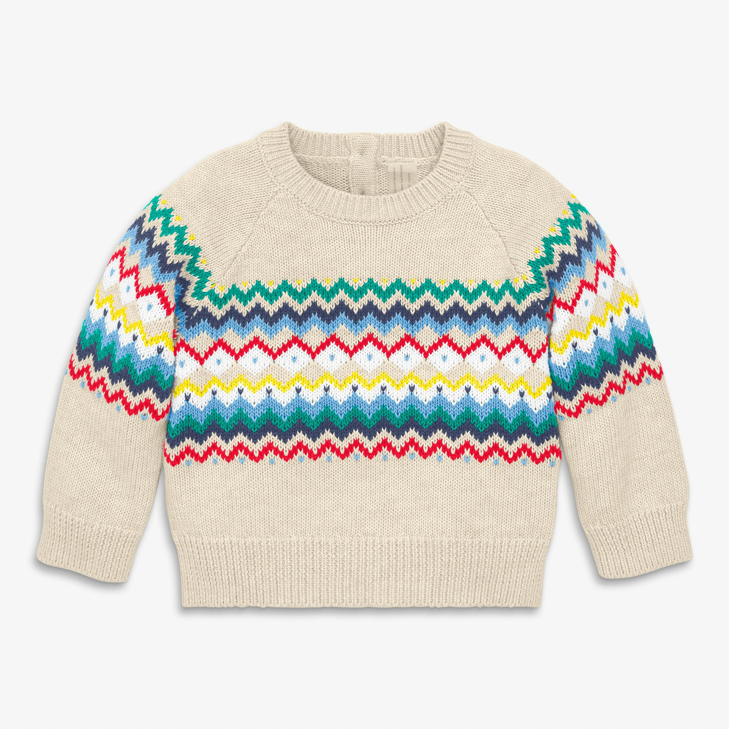 Baby sweater in rainbow fair isle