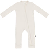 Ribbed Zipper Romper, Oat