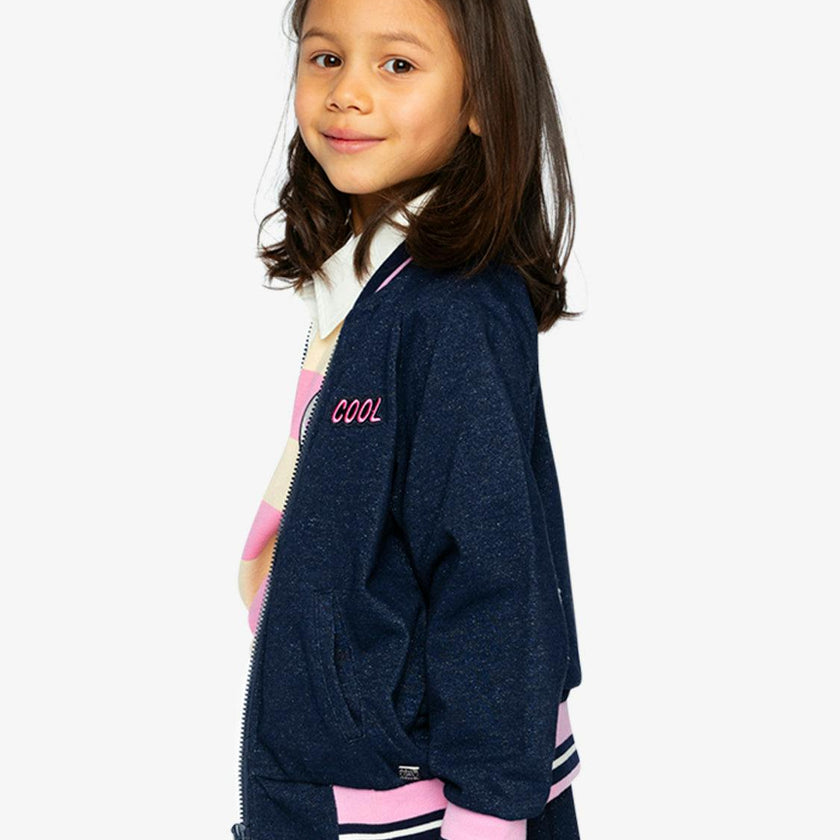 French Terry Jacket Navy Blue Denim