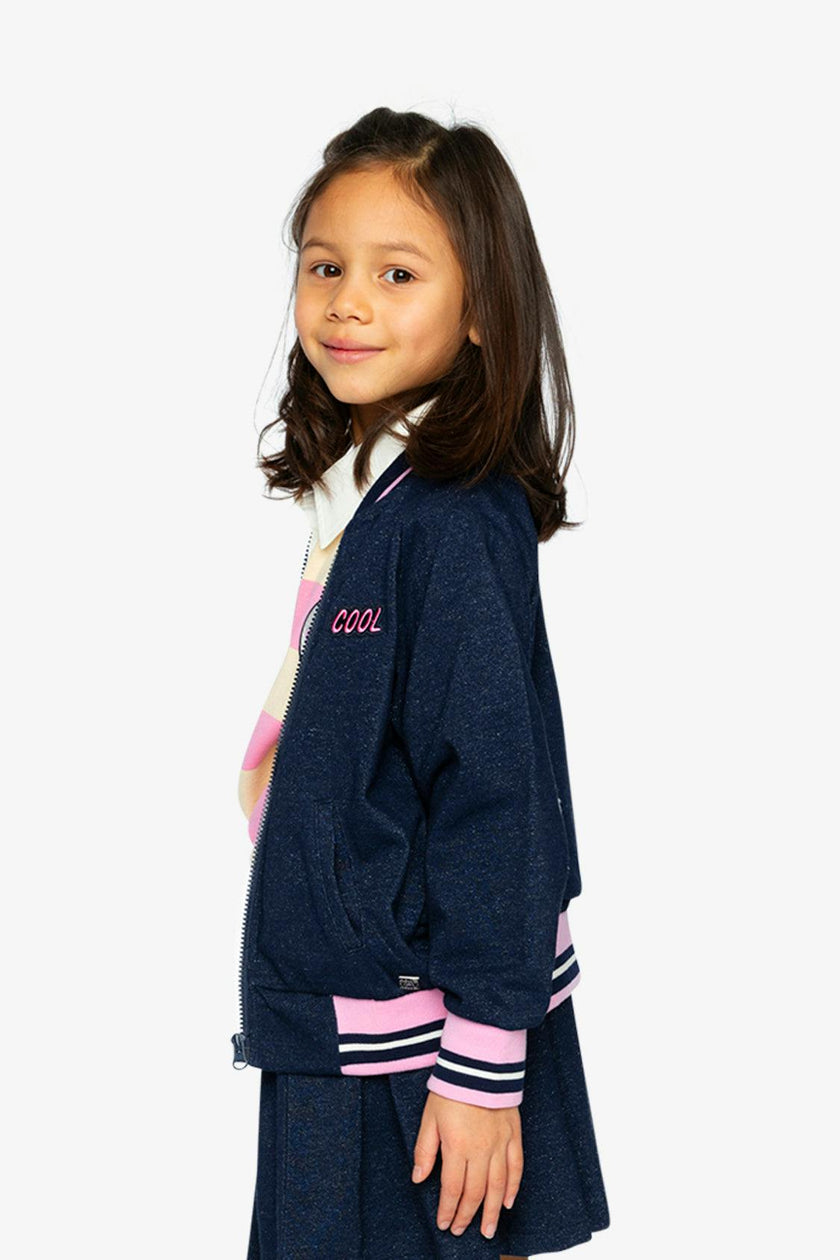 French Terry Jacket Navy Blue Denim