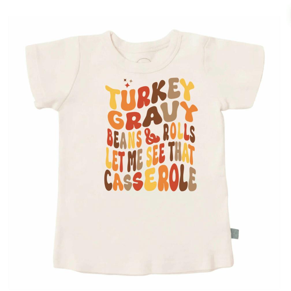 graphic tee | turkey gravy casserole