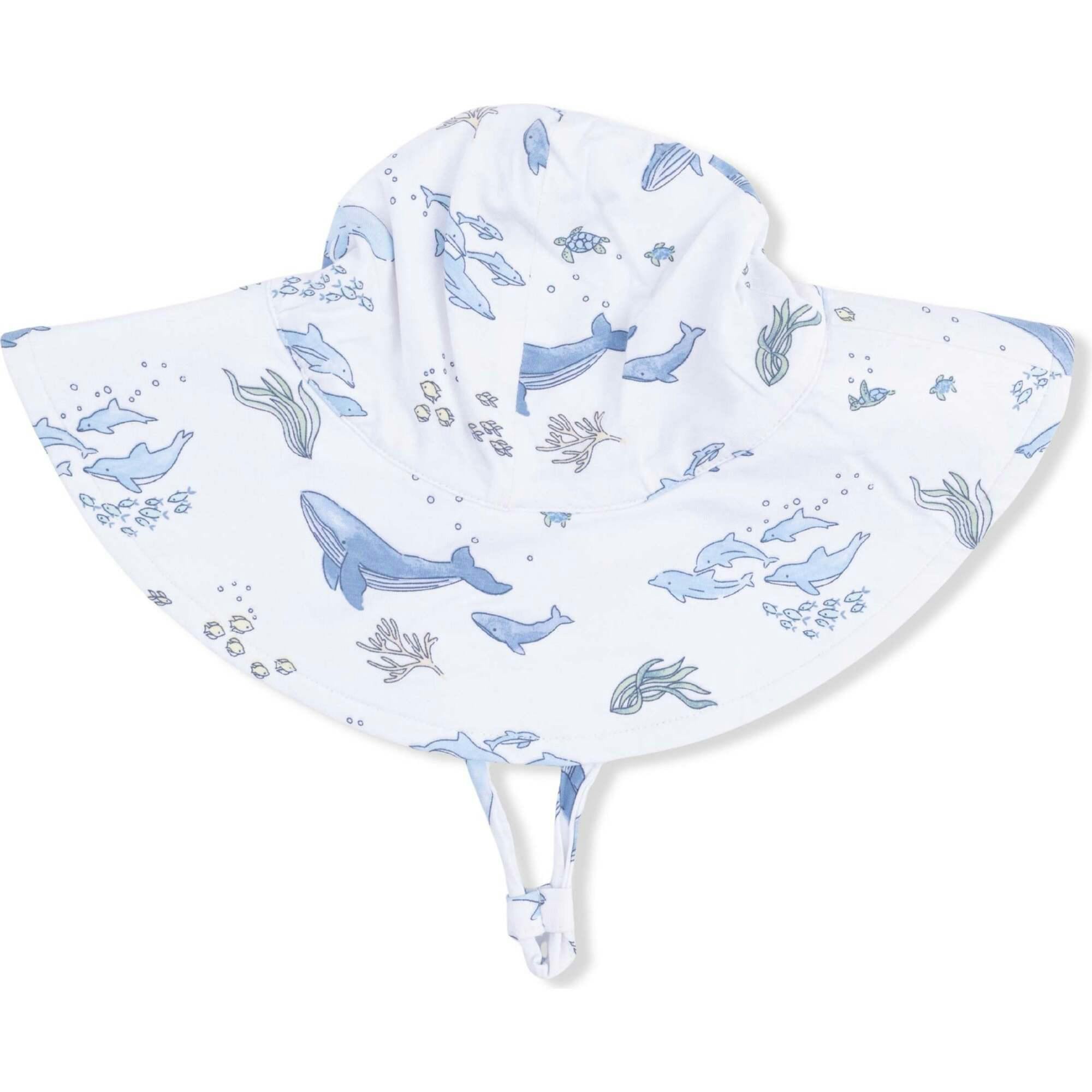 Watercolor Blue Whales - Wide Brim Sun Hat