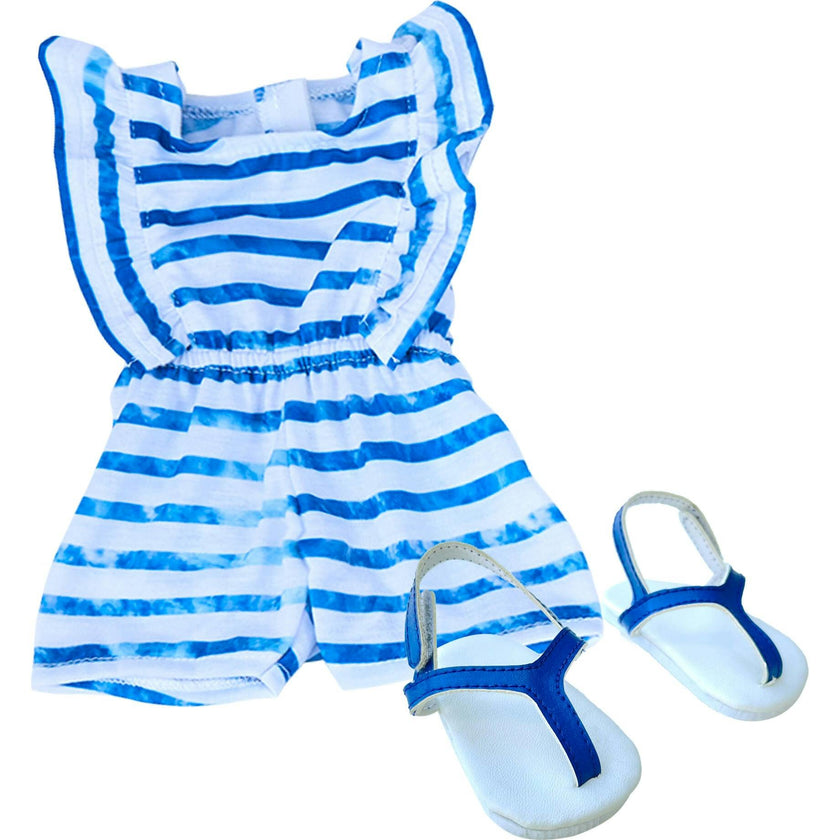 Sophia's by Teamson Kids - 18'' Doll - Stripe Romper & Thong Flip Flop