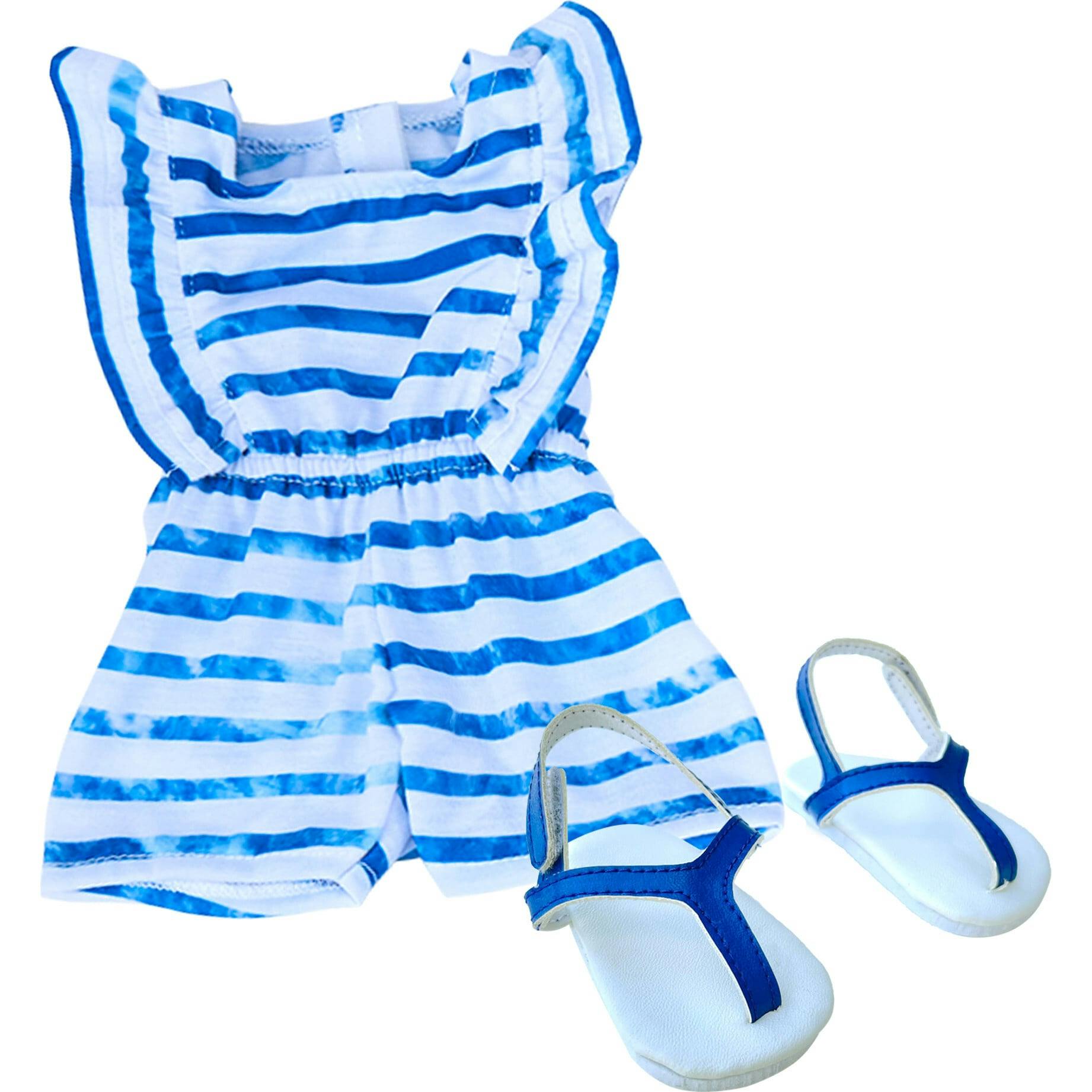 Sophia's by Teamson Kids - 18'' Doll - Stripe Romper & Thong Flip Flop