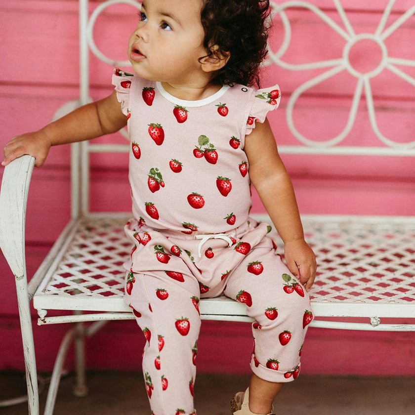 Strawberry Organic Cotton Ruffle One Piece