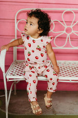 Island Leaf Cotton Stretch Ruffle One Piece