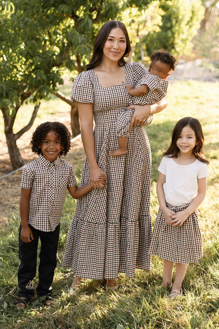 Mini Addison Skort in Chestnut Gingham