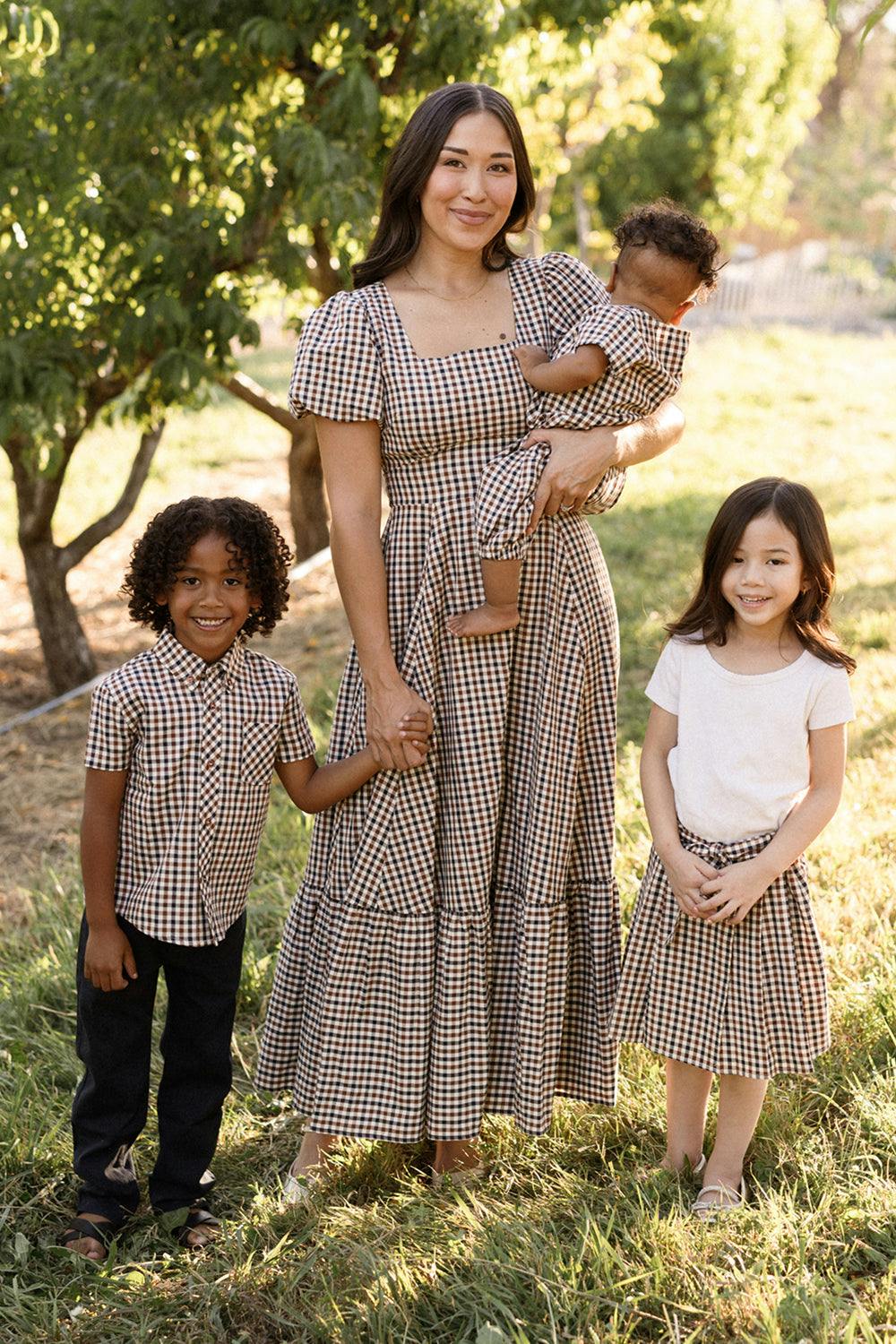 Mini Addison Skort in Chestnut Gingham