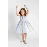 Multicolor Seersucker Pleated Dress