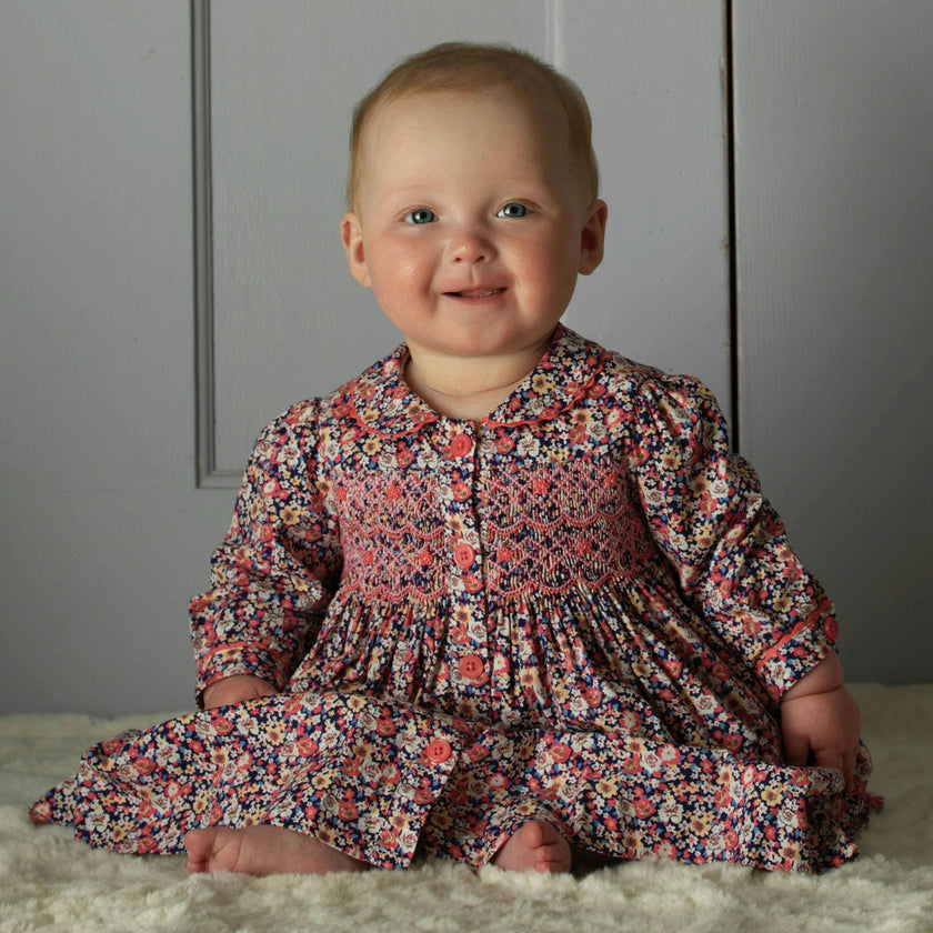 Floral Smocked Button-Front Dress & Bloomers